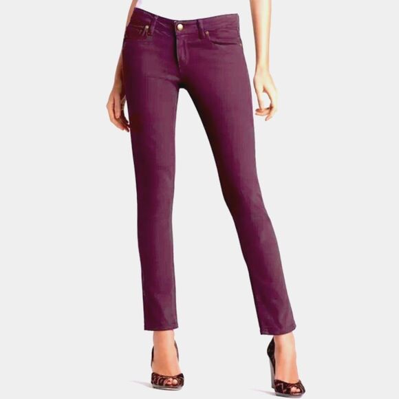 Y2K Paige Peg Skinny Slim Jeans Women’s 28 Burgundy Maroon Swiftie Academia Vamp - Picture 12 of 14